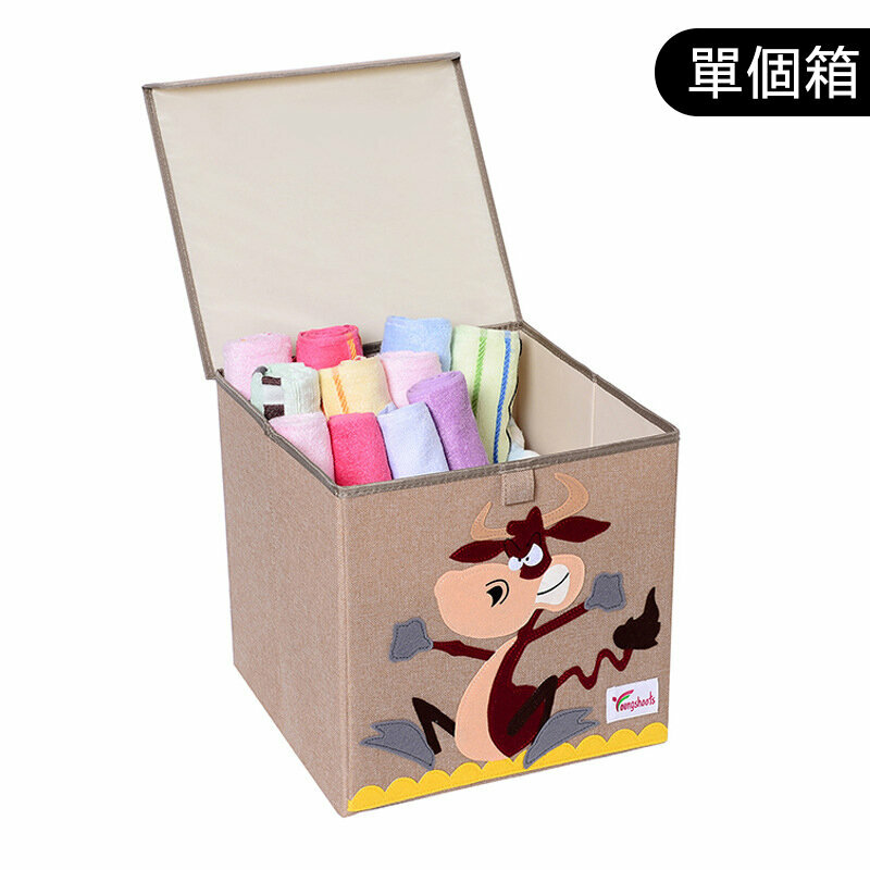 熱賣布藝收納箱(麻蓋方水洗款：33*34.5*33cm K-蓋方棉麻牛牛)
