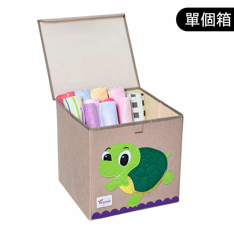 熱賣布藝收納箱(麻蓋方水洗款：33*34.5*33cm K-蓋方棉麻長壽龜)