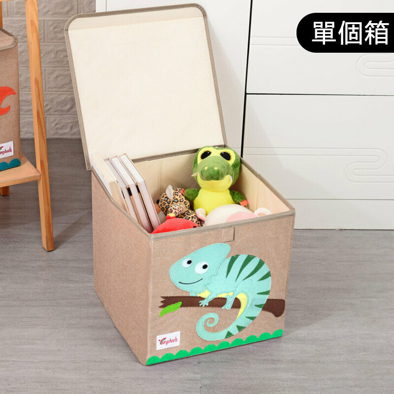 熱賣布藝收納箱(麻蓋方水洗款：33*34.5*33cm K-蓋方棉麻變色龍)