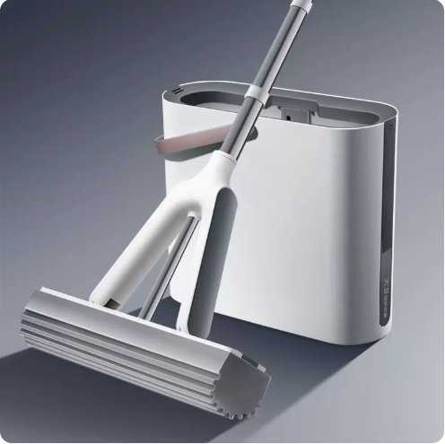 Hot Selling Hand-Free Sponge Mop (Bingfeng White) (Mop Specification: 130*30CM, Mop Bucket Specification: 38*13*32CM)