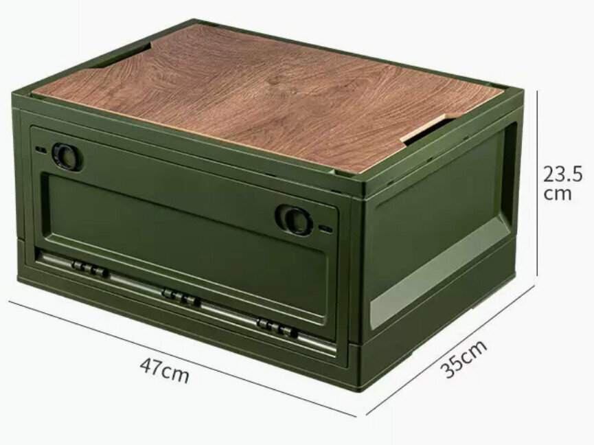 Hot selling plastic foldable storage box [green small size (foldable and side-opening)]