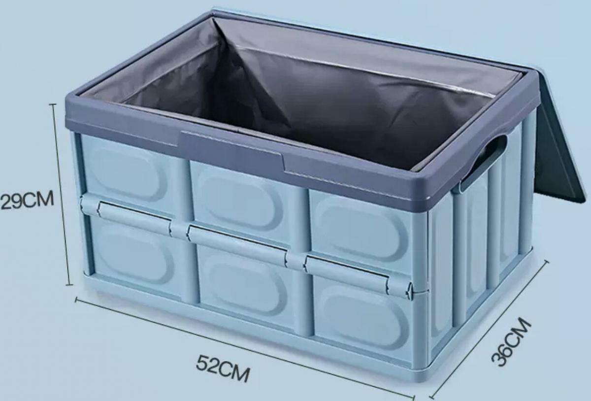 Hot Selling Plastic Foldable Storage Box [Large Smog Blue + Waterproof Bag]