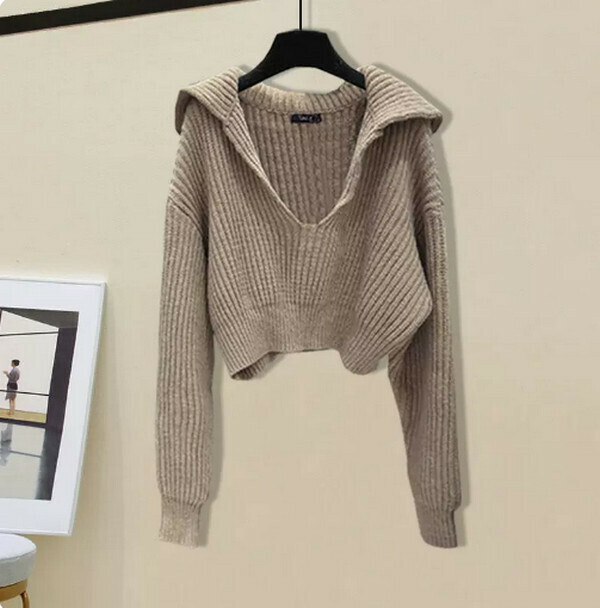 Skinny knitted sweater#Single piece (khaki) [M-4XL size] [Contact customer service to confirm size after placing an order]]