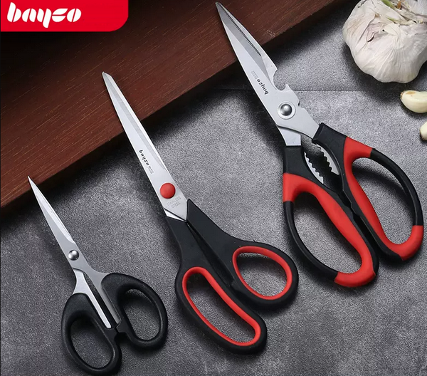Hot selling kitchen stainless steel strong scissors (black three-piece set)
