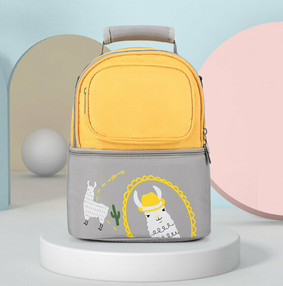 The hottest out-and-out mother and baby thermal bag (grey and yellow alpaca)
