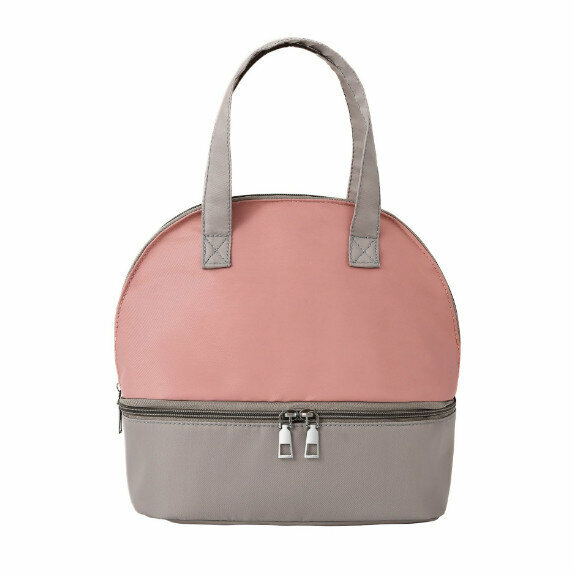 Hot style portable thermal insulation and cold insulation bottle bag for going out (pink with gray)