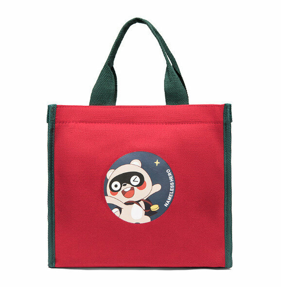 爆款大容量帆布手拎便當包（紅色）【尺寸：48*37*22cm】