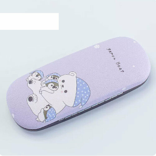 Popular glasses storage box (light purple penguin bear (comes with lens cloth))