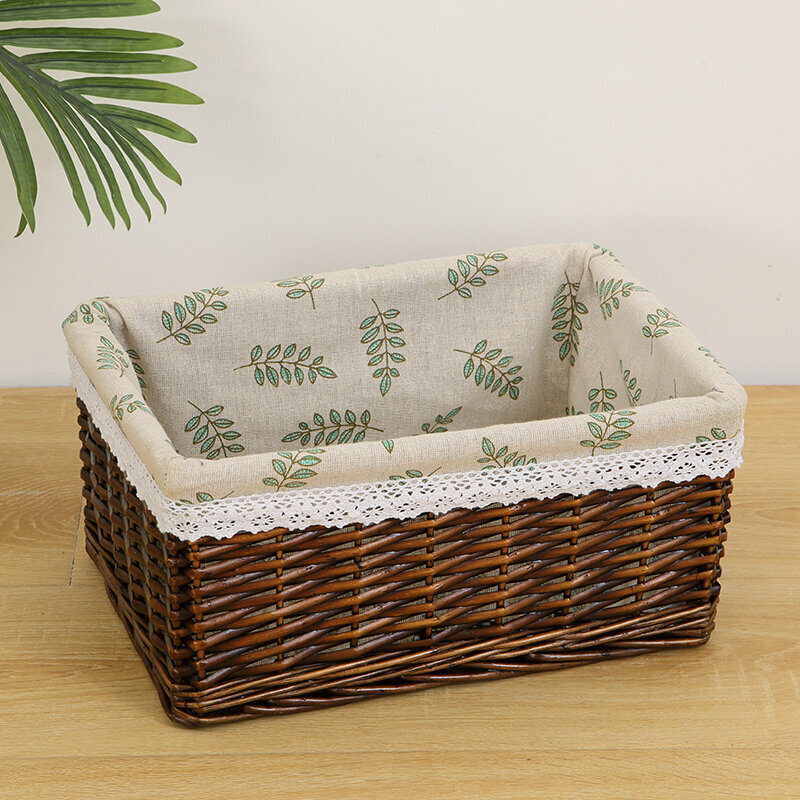 Popular wicker storage basket shelf storage rack (medium brown (leaf lining))
