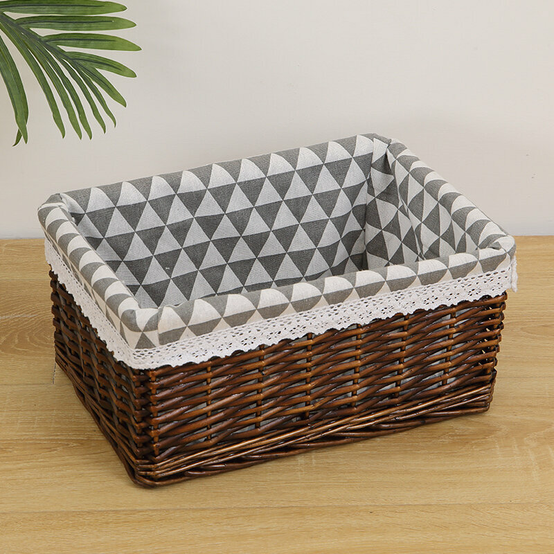 Popular wicker storage basket shelf storage rack (small brown (triangular lining))