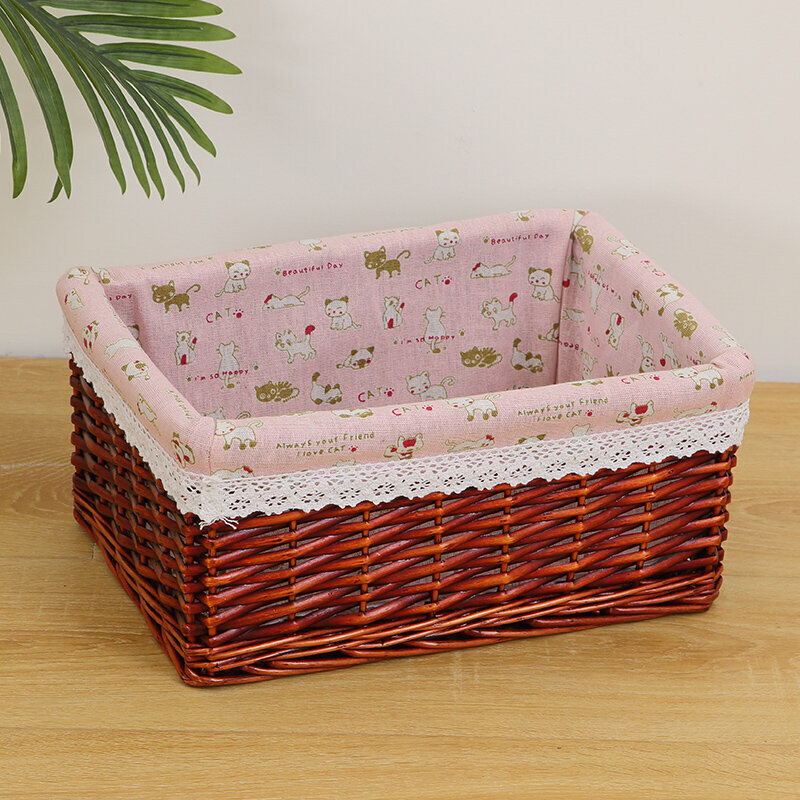 Popular wicker storage basket shelf storage rack (extra large dark brown (cartoon lining))