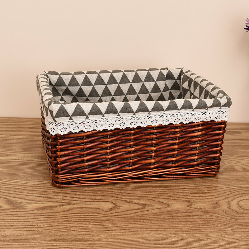 Popular wicker storage basket shelf storage rack (large dark brown (triangular lining))