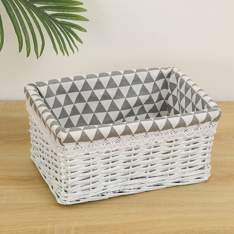 Popular wicker storage basket shelf storage rack (medium white (triangular lining))