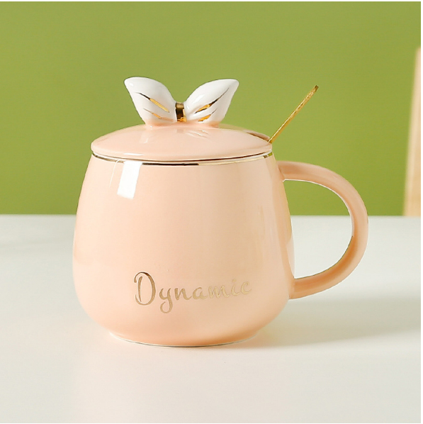 Popular small fresh girly heart ceramic cup (bow pink)