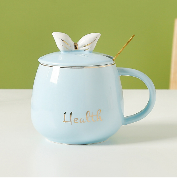 Popular small fresh girly heart ceramic cup (bow blue)