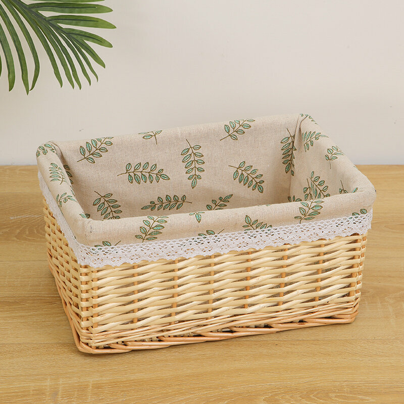 Popular wicker storage basket, shelf, storage rack (medium size, original willow color (leaf lining))