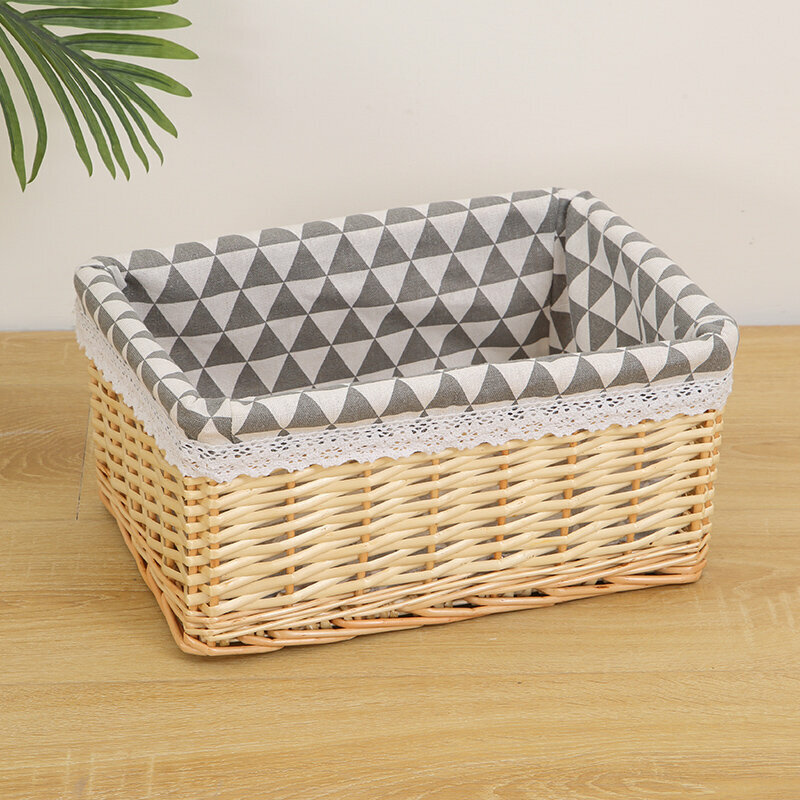 Popular wicker storage basket, shelf, storage rack (small size, original willow color (triangular lining))