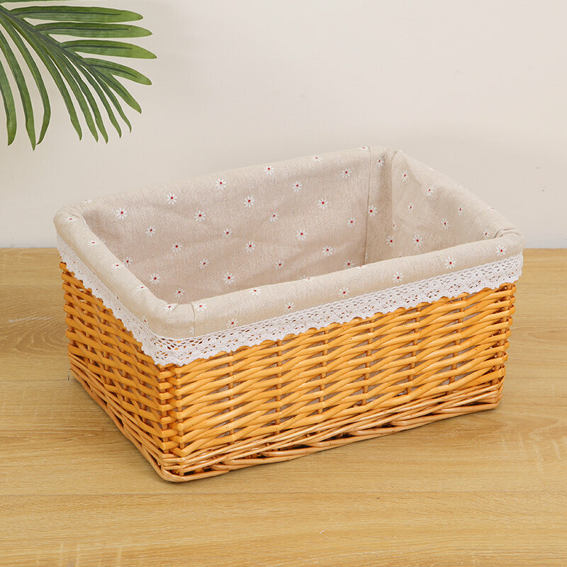 Popular wicker storage basket, shelf, storage rack (large ginger yellow (Chrysanthemum lining))