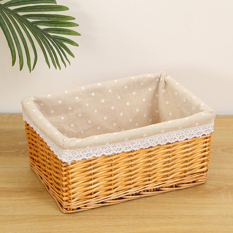 Popular wicker storage basket shelf storage rack (small ginger yellow (white dot lining))