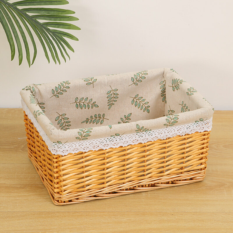 Popular wicker storage basket, shelf, storage rack (large ginger (leaf lined))