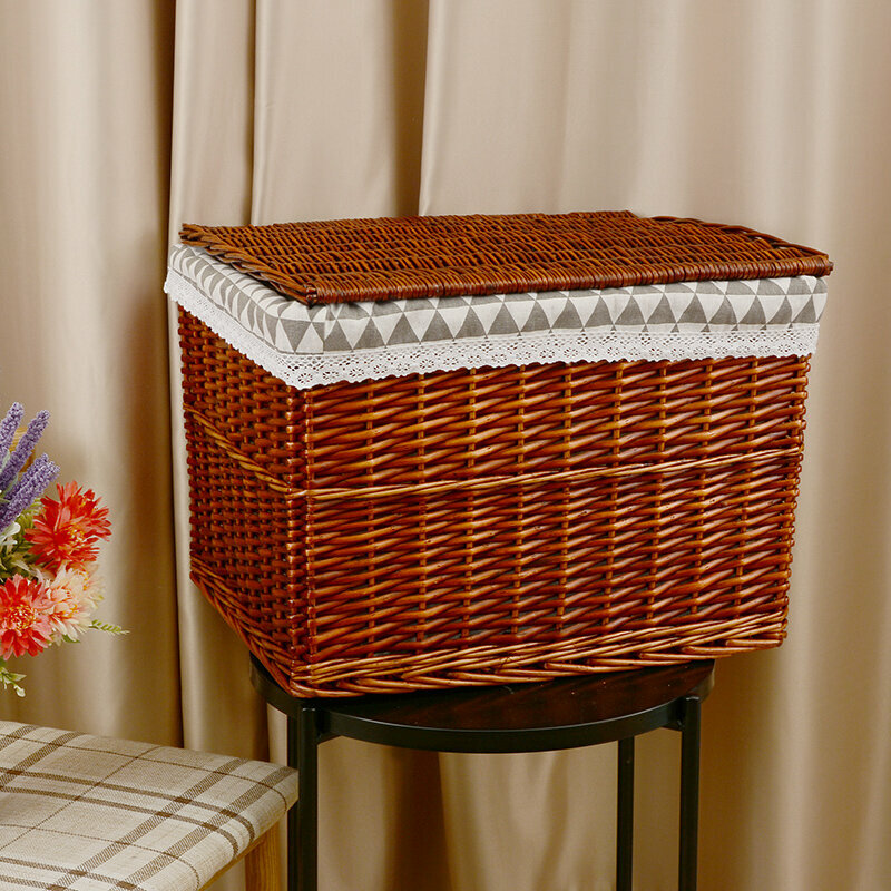 Popular rattan storage basket shelf storage rack (small dark brown (triangular))