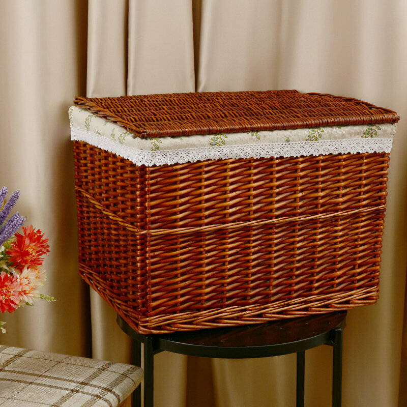 Popular rattan storage basket shelf storage rack (large dark brown (leaves))