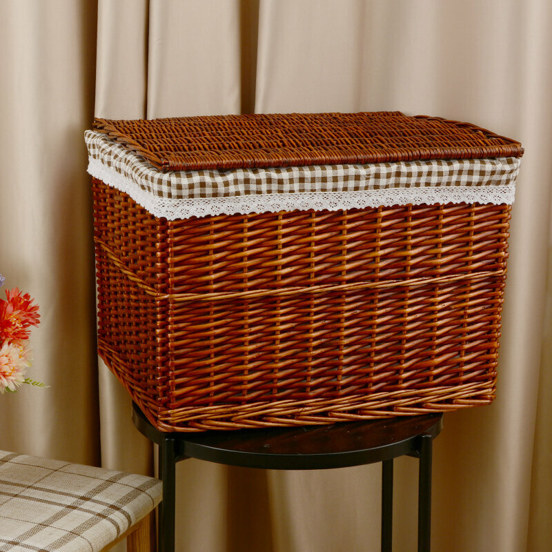 Popular rattan storage basket shelf storage rack (large dark brown (card grid))