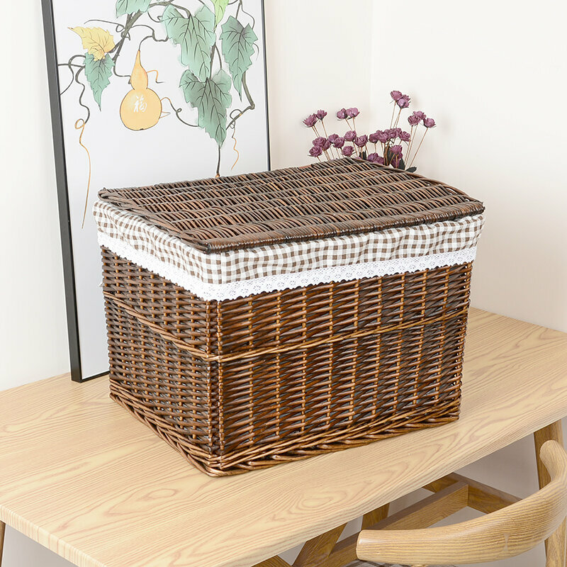 Popular rattan storage basket, shelf, storage rack (small brown (card grid))