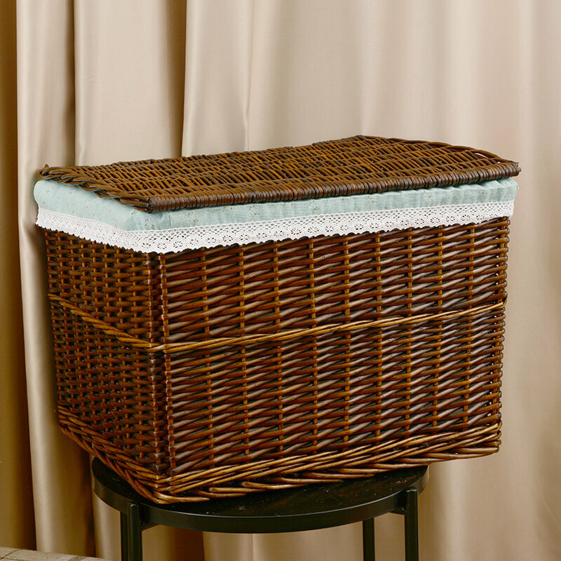 Popular rattan storage basket, shelf, storage rack (small brown (green bottom with small flowers))