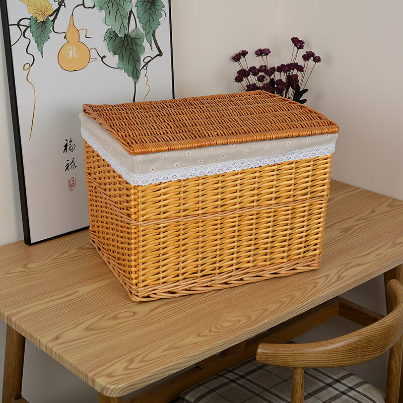 Popular rattan storage basket, shelf, storage rack (large ginger yellow (chrysanthemum))