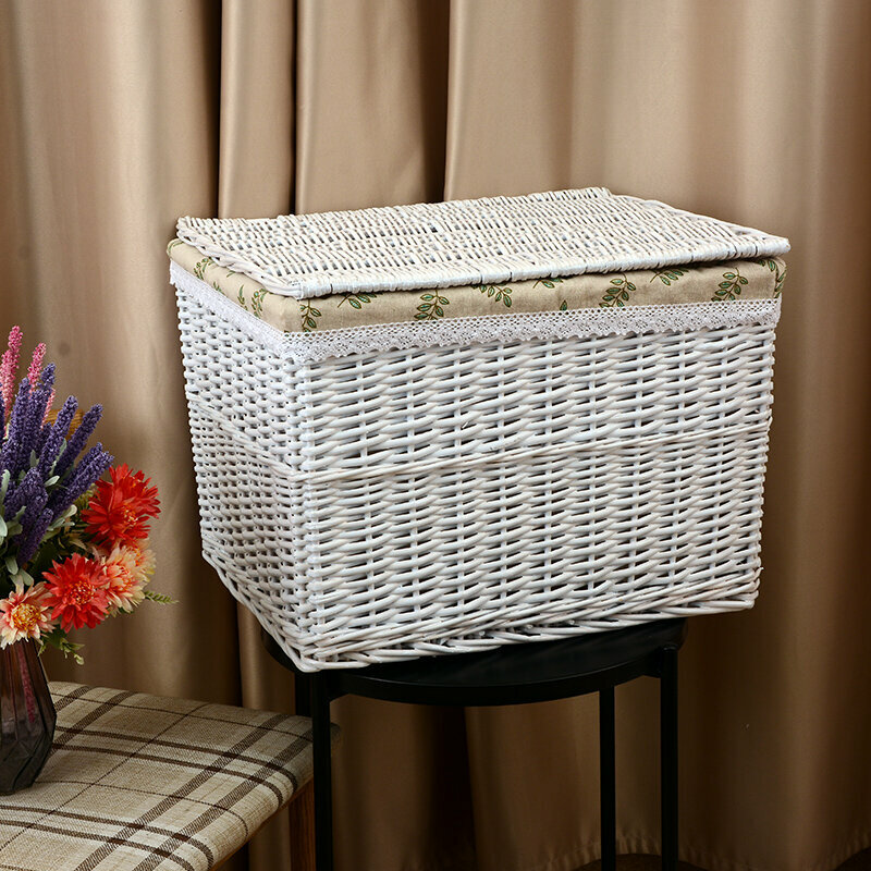 Popular rattan storage basket shelf storage rack (large white (leaves))