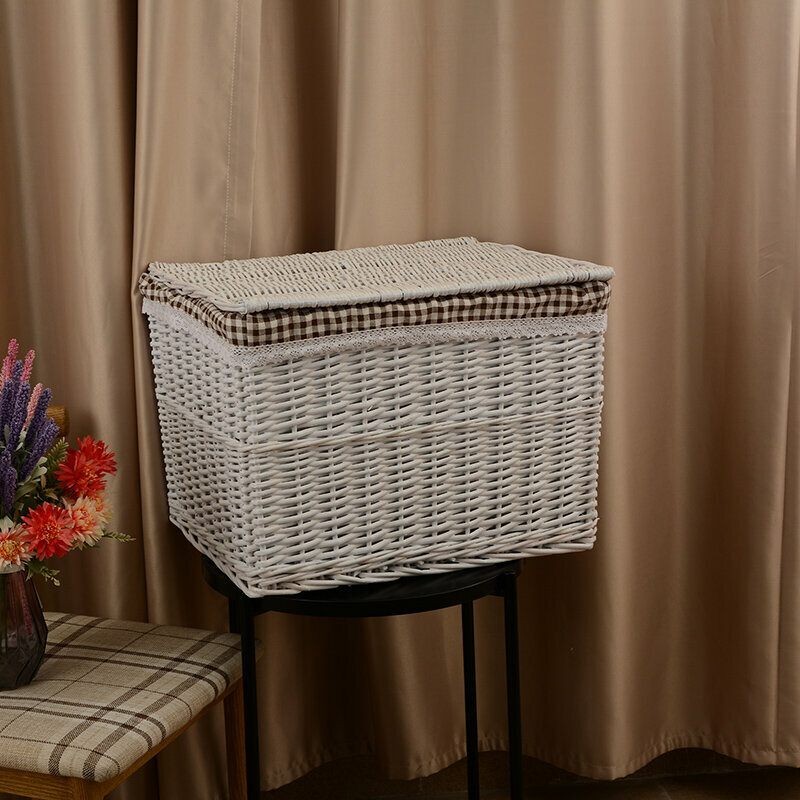 Popular rattan storage basket shelf storage rack (large white (card grid))