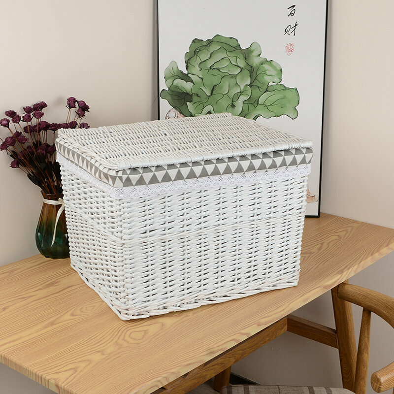 Popular rattan storage basket, shelf, storage rack (small white (triangle))
