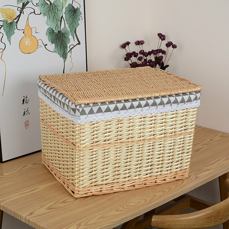 Popular rattan storage basket, shelf, storage rack (large size, original willow color (triangle))
