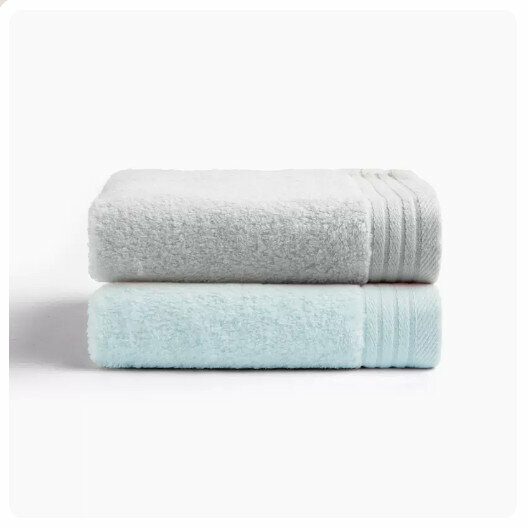 New style (2 pieces) towels [light blue + light gray] (size: 74*34CM)