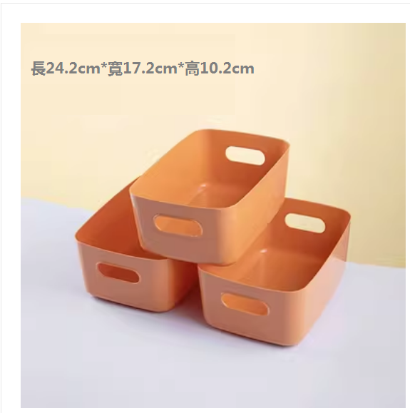 新款長方形塑料抽屜儲物盒（中號橘色3個裝）
