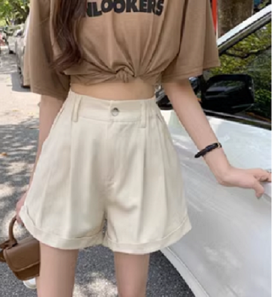 Rolled cargo shorts (apricot) (size: M-L) (contact customer service to confirm the shipping size after placing an order)】