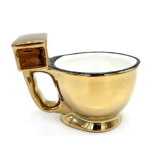 New personalized poop ceramic water cup - (gold toilet cup)
