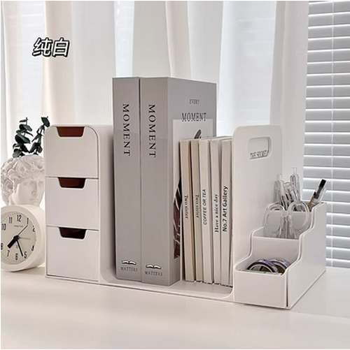 Hot recommendation desktop bookend file rack (pure white bookend storage rack)