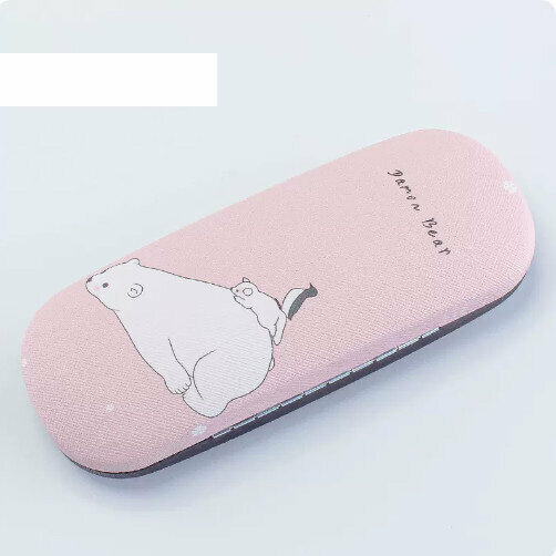 Hotly recommended glasses storage box (light pink polar bear (comes with lens cloth))