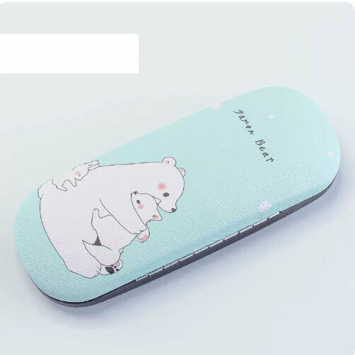 Hotly recommended glasses storage box (bright green polar bear (comes with lens cloth))