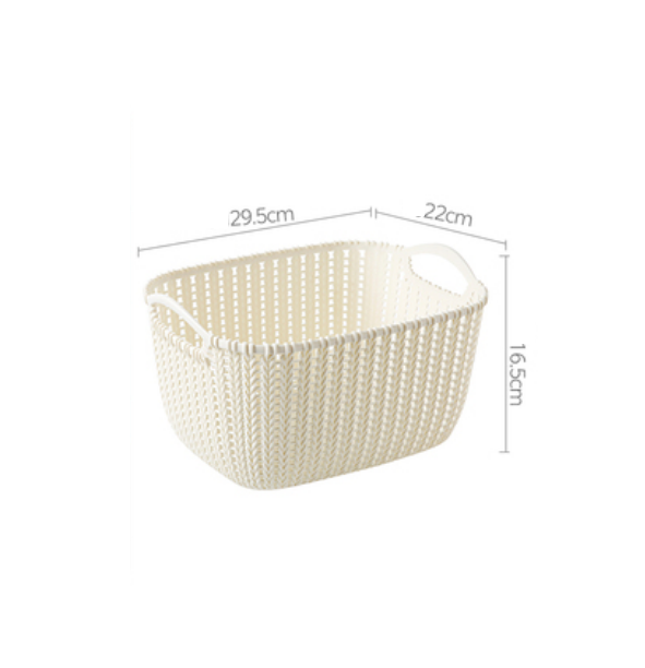 Hotly recommended imitation rattan desktop storage basket, shelf, storage rack (off-white medium size [tall style])
