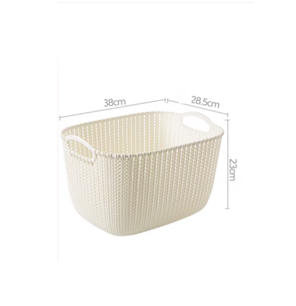 Hotly recommended imitation rattan desktop storage basket, shelf, storage rack (off-white large size [tall style])