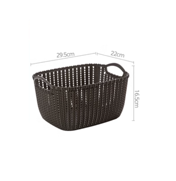 Hotly recommended imitation rattan desktop storage basket, shelf, storage rack (dark gray medium size [tall style])