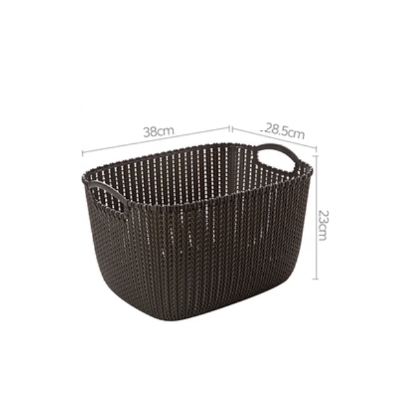 Hotly recommended imitation rattan desktop storage basket, shelf, storage rack (dark gray large [tall style])