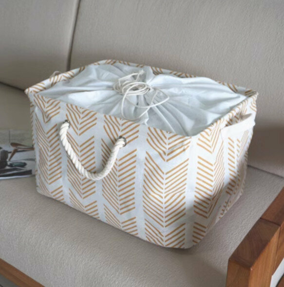 Popular foldable cotton and linen fabric storage box [Orange Wheat] [Specification: 46*32*28cm]