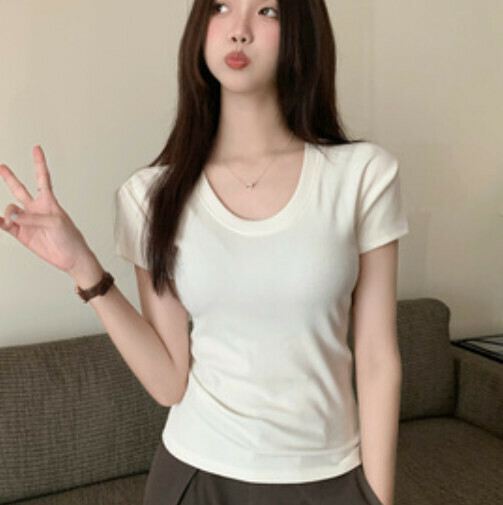 Temperament slimming T-shirt (white one-size)】