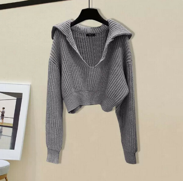 Skinny knitted sweater#Single piece (gray) [M-4XL size] [Contact customer service to confirm size after placing an order]]