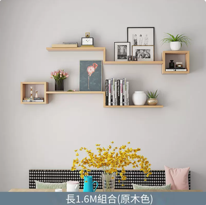 Popular creative storage rack (Package E 1.6 meters two-layered wood color)