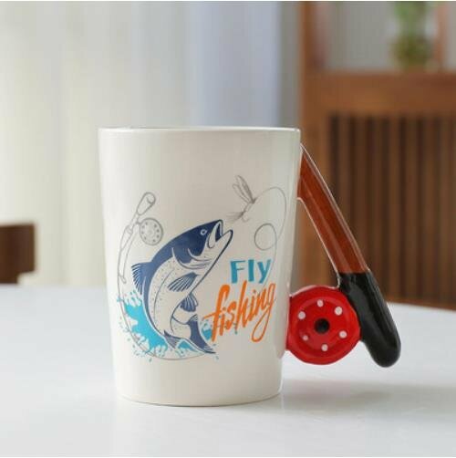 爆款創意陶瓷馬克杯（魚桿手柄）
